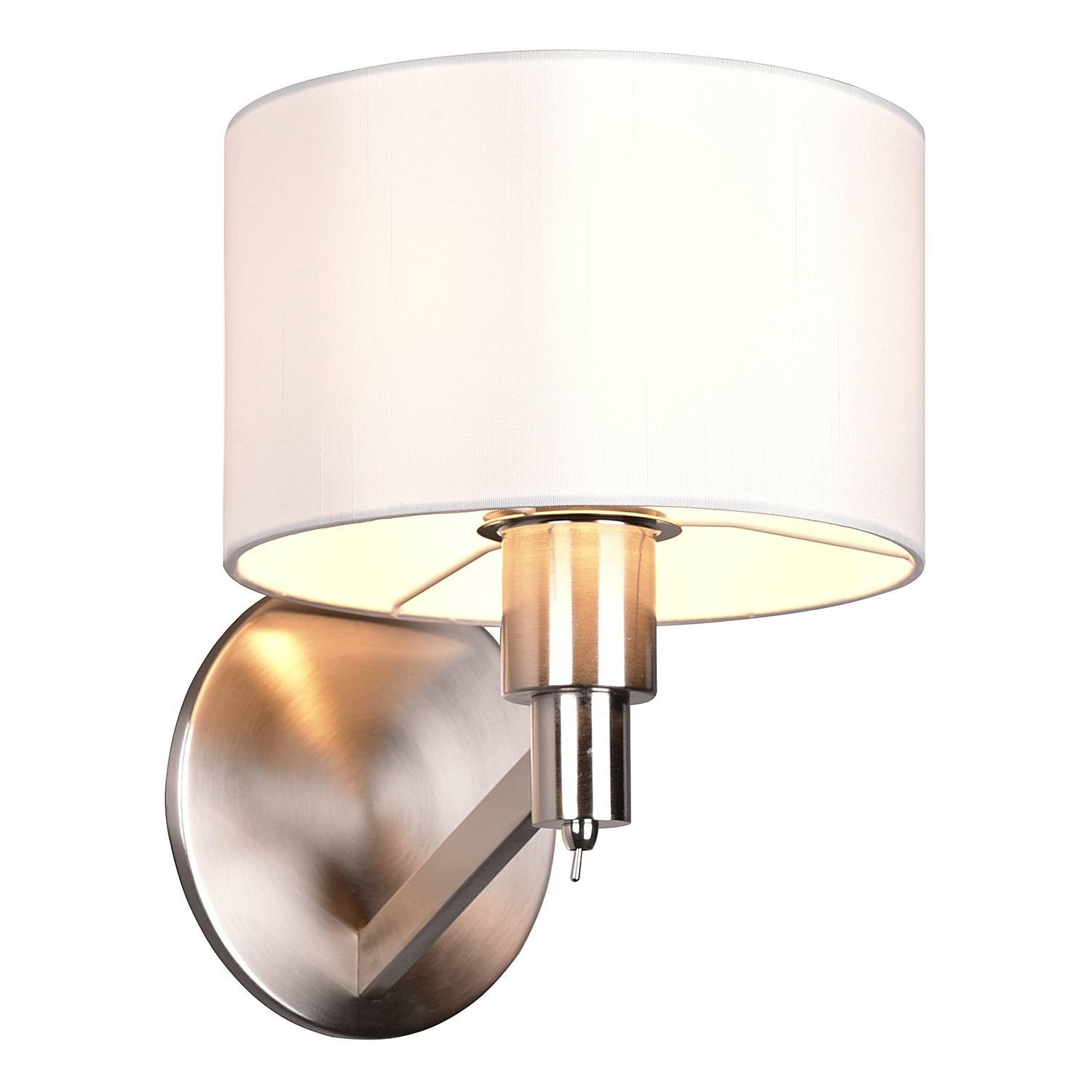 TRIO Wandlamp zilver met witte geweven stof en metaal E27