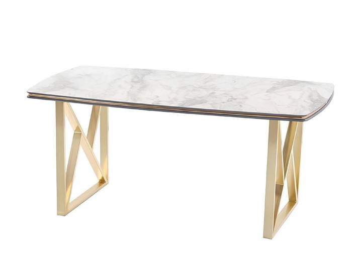 Xlmoebel Esstisch Eleganter Holztisch mit goldenen Beinen und rechteckiger Platte (Esstisch), Hergestellt in Europa