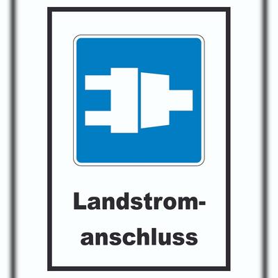 HB-Druck Landstromanschluss für Schiffe Symbol und Text A2 (420x594mm)