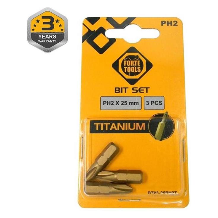 Forte tools Titanium Screwdriver Bit Ph2x25mm 3pcs (36515129)
