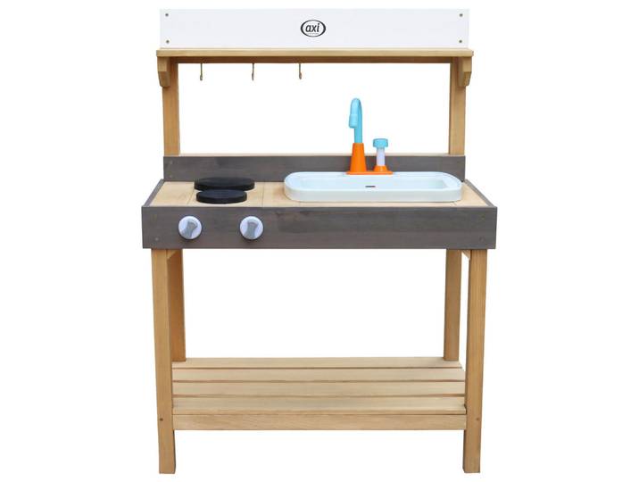 Sand & Wasser Spielküche, Braun, Grau, Weiss, Kunststoff, Zeder, 75x100x38.5 cm, unisex, Fsc, EN 71, Freizeit & Co, Outdoor-Spielzeug, Sandkasten-Spielzeug