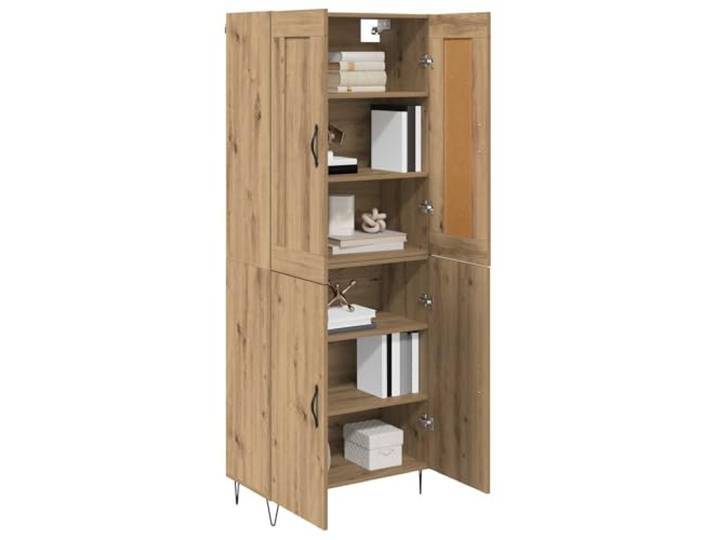 KTHLBRH Sideboard Eiche Handwerk 69,5 x 34 x 180 cm Mehrschichtholz, 6 Einlegeböden, Metallgriffe, 60 kg Kapazität, Montage erforderlich