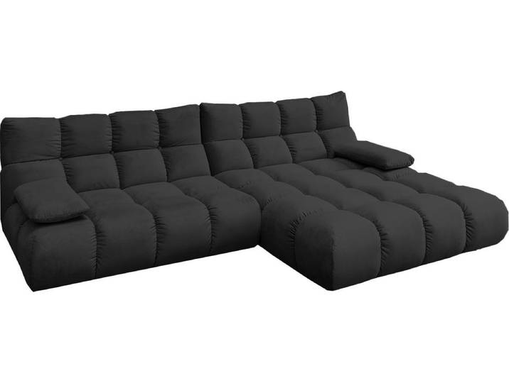 KAWOLA Sofa VIVIEN Ecksofa Velvet schwarz Longchair rechts