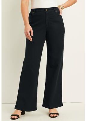 Plus Size Women's June Fit Wide-Leg Jeans by June & Vie in Black (Size 14 W)