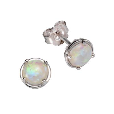 Paar Ohrstecker FIRETTI "Schmuck Geschenk Silber 925 Ohrschmuck Edelstein Opal", bunt (silberfarben, weiß, weiß), Ohrringe, Damen, 7,5mm, Silber 925 (Sterlingsilber), mit Opal (synth.)
