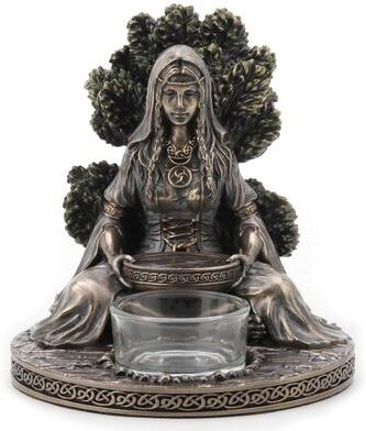 Veronese Design 4.92 in H Celtic Goddess Danu Tealight Candle Holder Figurine Poly Resin