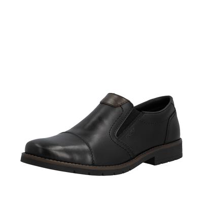 Slipper RIEKER, Herren, Gr. 46, schwarz, Glattleder, festlich, Schuhe Slipper, Schlupfschuh, Business-Slipper, Halbschuh, Anzugschuh