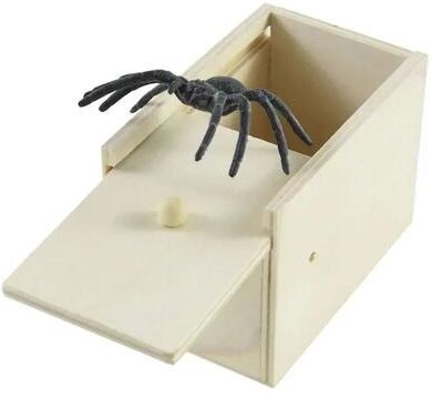 Inspired Living Surprise Spider Prank Box Wooden Prank Toy And Halloween Gag Gift Surprise Spider Prank Box Wooden Prank Toy And Halloween Gag Gift