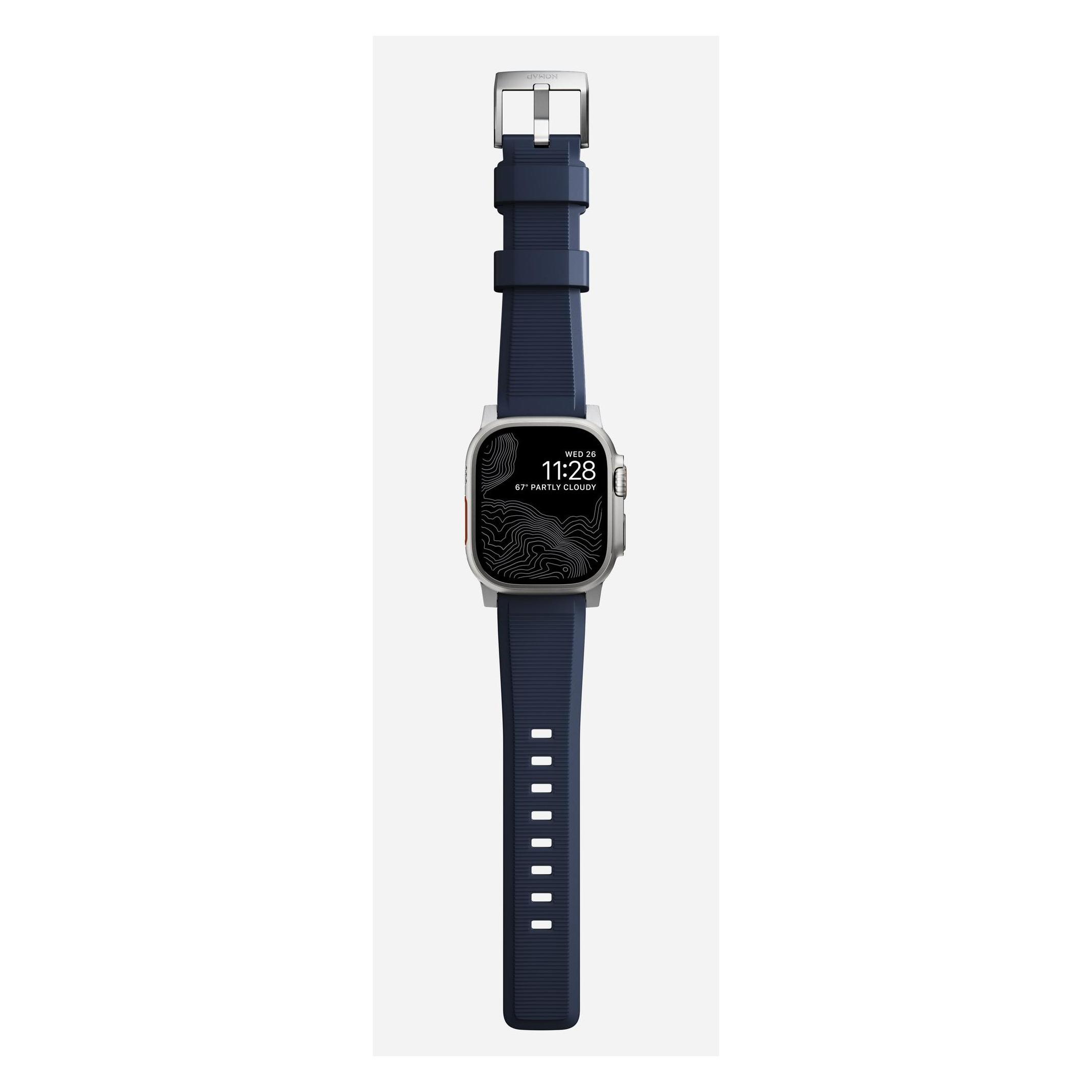 Nomad Rugged Strap Atlantic Blue Connector Silver 42/44/45/49mm (42 mm, 44 mm, 45 mm, 49 mm, Edelstahl, Kautschuk, Kunststoff) (NM01296485)