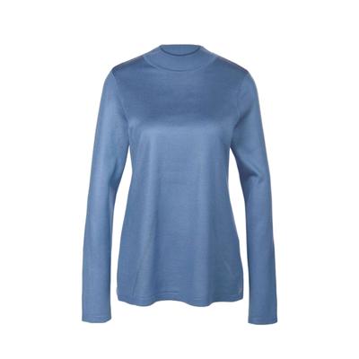 Strickpullover GOLDNER "Strickpullover mit Stehbundkragen", Damen, Gr. 54, blau (rauchblau), Obermaterial: 100% Polyacryl PAN., eng Tubular, Pullover Strickpullover, wie echter Kaschmir