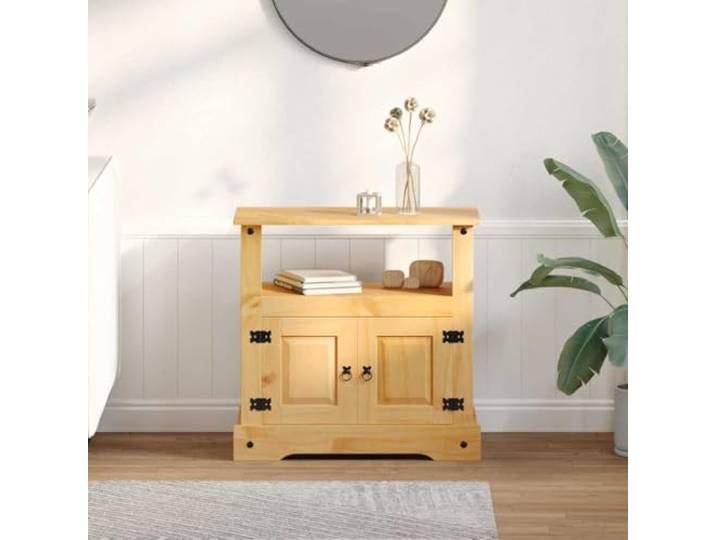 GKHPYURE TV-Schrank aus Holz, mexikanische Kiefer, 80 x 43 x 78 cm, Braun 1 Schrank und 1 Einlegeboden, einfache Montage, Wohnzimmer
