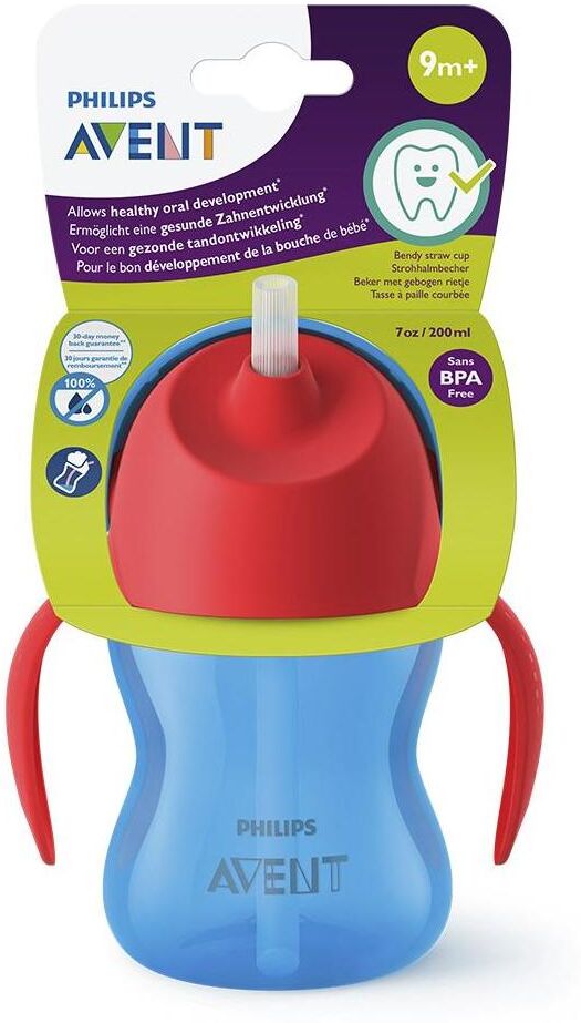 Philips Vaso con Pajita y Asas 210 ml Azul