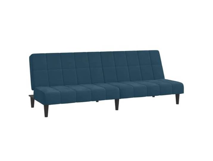 Coespram Schlafsofa 2-Sitzer Blau Samt Klappsofa mit Schlaffunktion Geteilte Rückenlehne und Schaumstoffpolsterung bieten flexiblen Komfort für Gästezimmer, Büro oder kleine Wohnungen.
