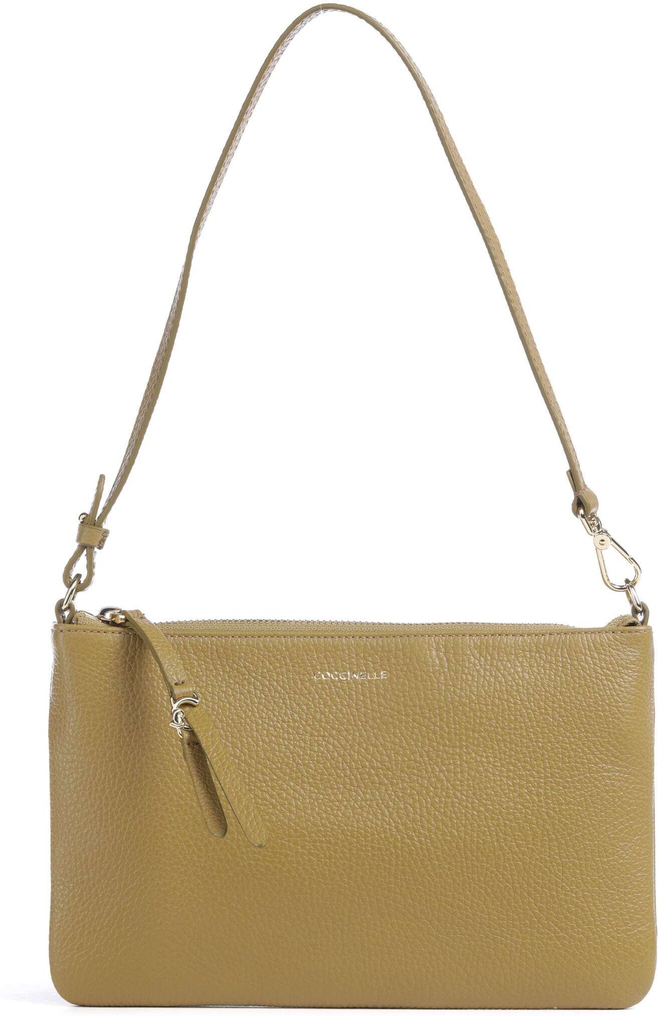 Coccinelle C-Easy Schultertasche aus Leder, oliv