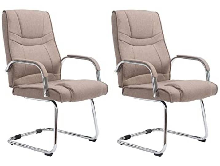 CLP 2er Set Freischwinger Attila Mit Metallgestell & Armlehne I Bürostühle Mit Stoffbezug, Polsterung & 180 KG Belastbar Farbe Taupe