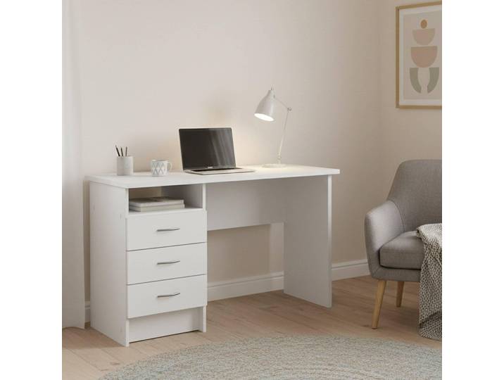 Andre - Bureau\, 120x48x73h cm Blanc\, 3 Tiroirs
