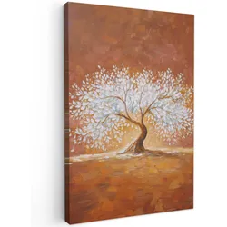 LEINWANDBILD Abstrakt - Baum - Weiß - Blätter Wanddeko 40x60 cm