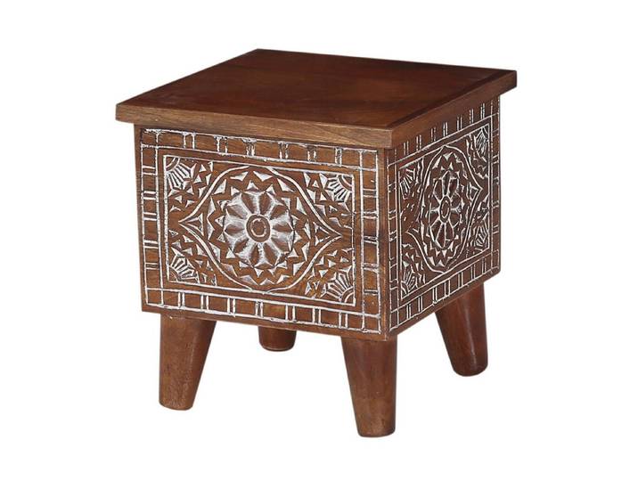 Marrakesch Orient & Mediterran Interior Beistelltisch Beistelltisch Achill aus Massivholz als praktische Ablage, Braun 33 cm (1-St), Handarbeit