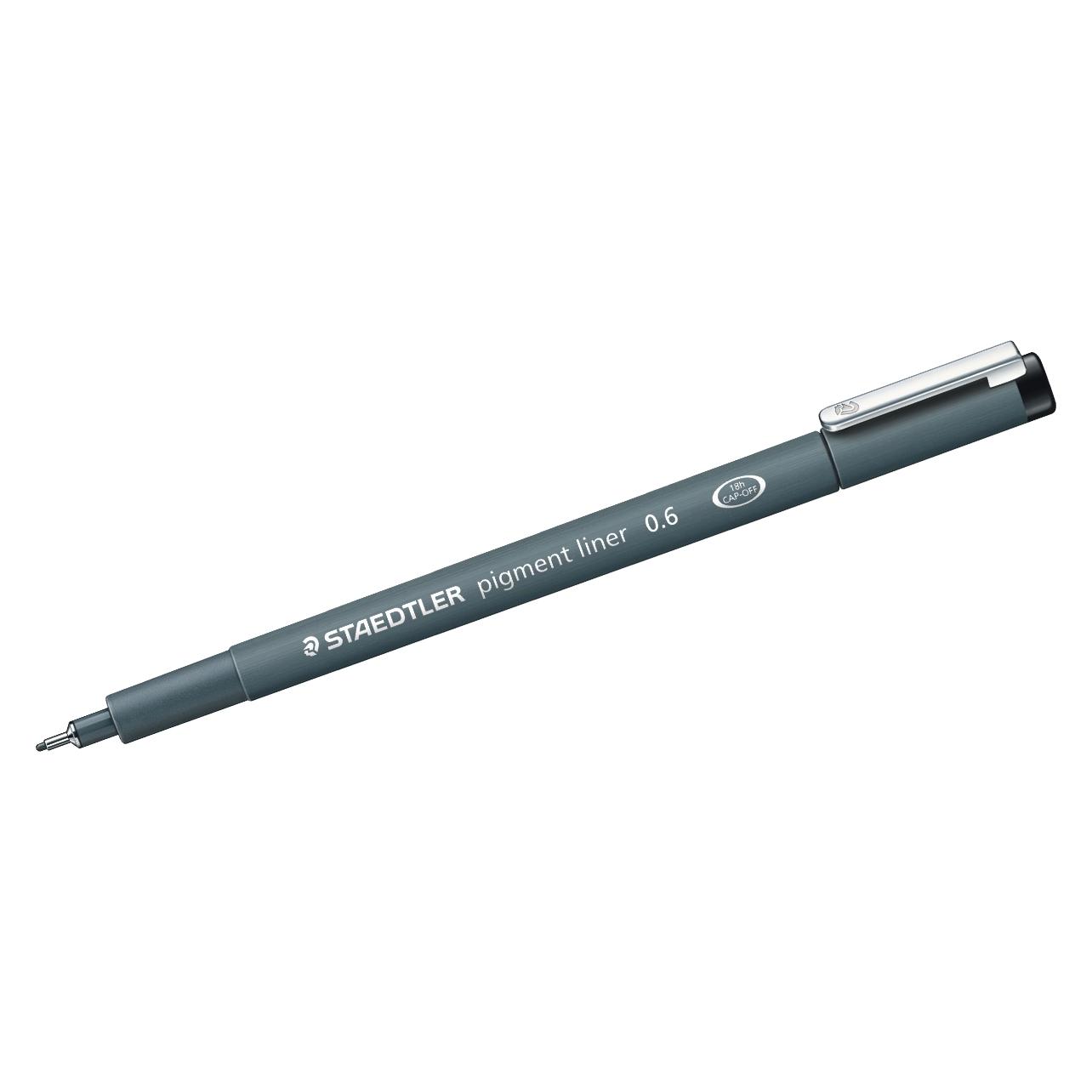 Staedtler 308 06-9 Pigment Liner Fineliner Pen for Writing & Technical Drawing - Black, 0.6mm (Box o (10x) (308 06-9)
