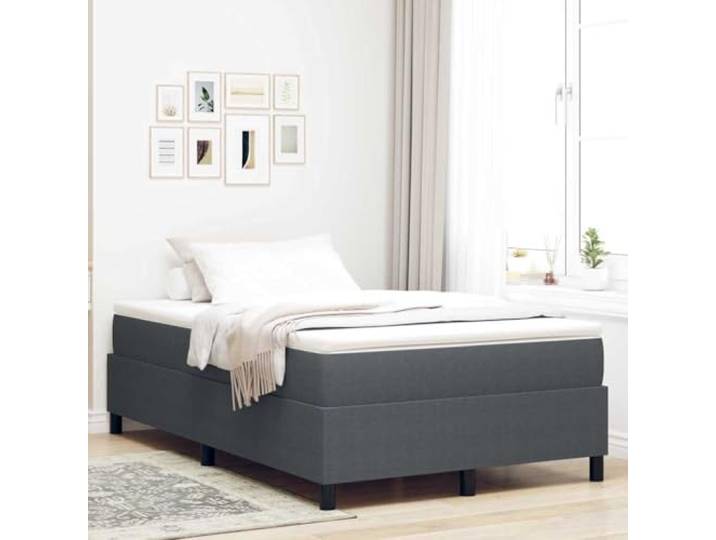 Boxspringbett Dunkelgrau Weiß 120x190 cm Cordstoff Mit Taschenfederkernmatratze, Mittlere Festigkeit, Stabiler Holzwerkstoffrahmen, Kunststoffbeine