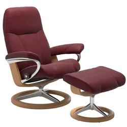 Stressless Sessel mit Hocker Consul Signature Leder Rot Batick Bordeaux S (Small)