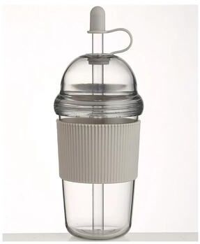 Uplift Essentials 630ml Straw Water Bottle With Lid Reusable Drink Cup grey