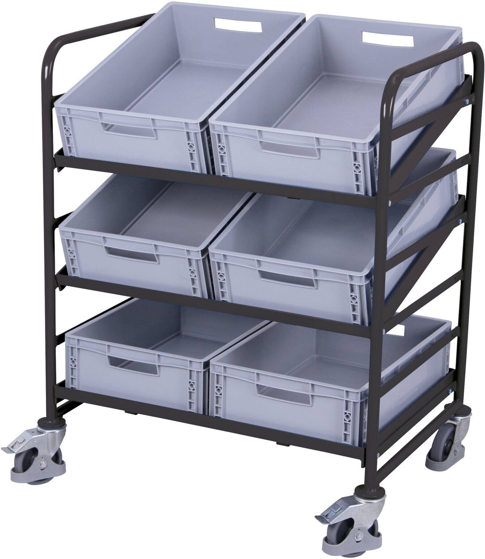 Variofit Eurokastenwagen mit 6 Kunststoffkisten RAL 7016 (sw-610.202/AG)