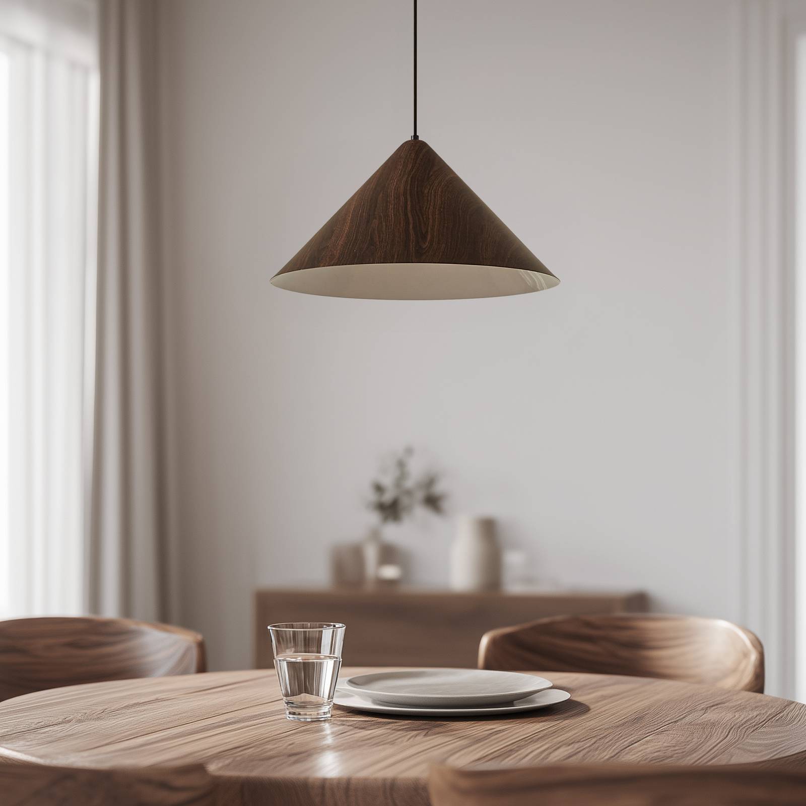 Hängelampe Clarine Lindby, dimmbar, Holz dunkel, für Wohn- / Esszimmer, Metall, Modern, Pendelleuchte