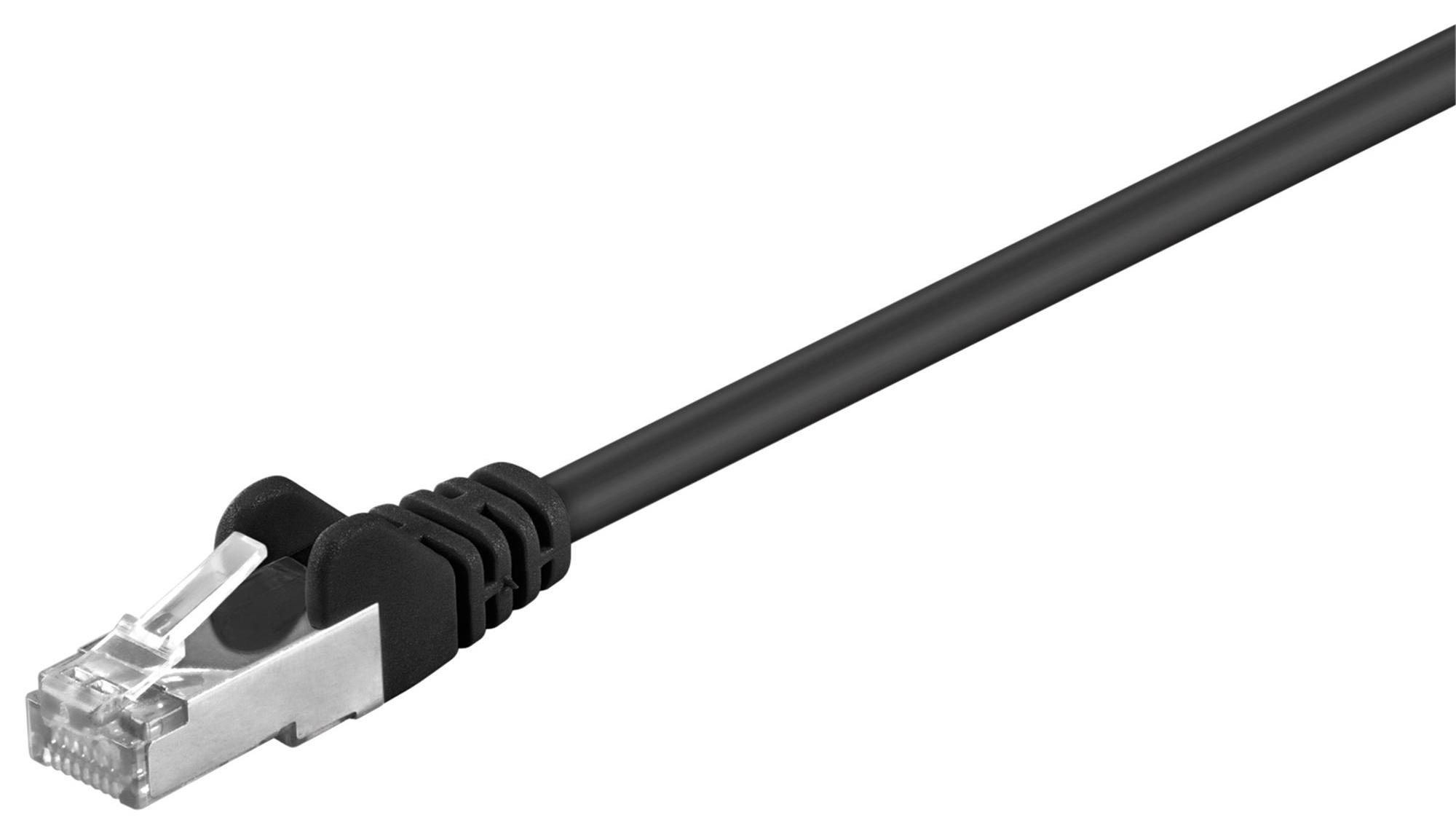 80x Goobay 68673 CAT 5e Patchkabel, SF/UTP, schwarz, 5 m - Kupferummantelter Aluminiumleiter (CCA)