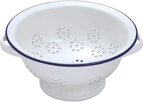 Falcon Enamel 24cm White With Cobalt Blue Rim Colander