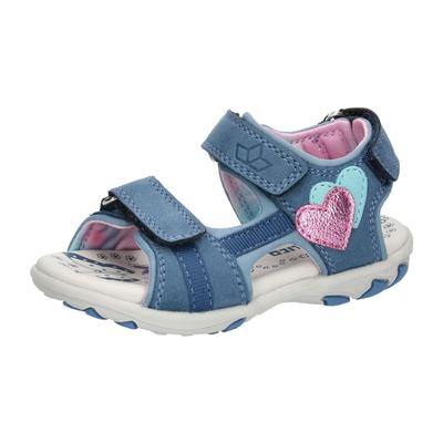 Sandale LICO "Sandale Ella V", Mädchen, Gr. 33, blau, Veloursleder, Schuhe Sandale