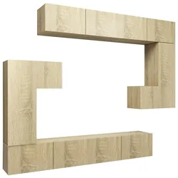 Helloshop26 - 8-teiliges TV-Schrank-Anbauwand-Set Wohnzimmermöbel Sonoma-Eiche Holzwerkstoff braun