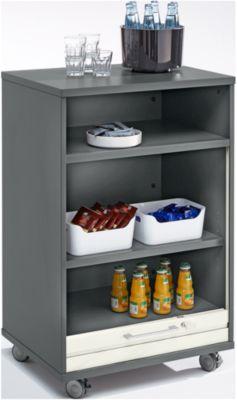 Mobiler Catering-Schrank mit Rolladen, B 650 x T 500 x H 1000 mm, graphit/weiß