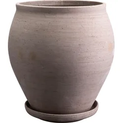 Delphi Blumentopf mit Untersetzer, 26 cm, grau