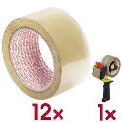 Nopi 12x Packband »Universal« inkl. 1x Handabroller »56406« transparent