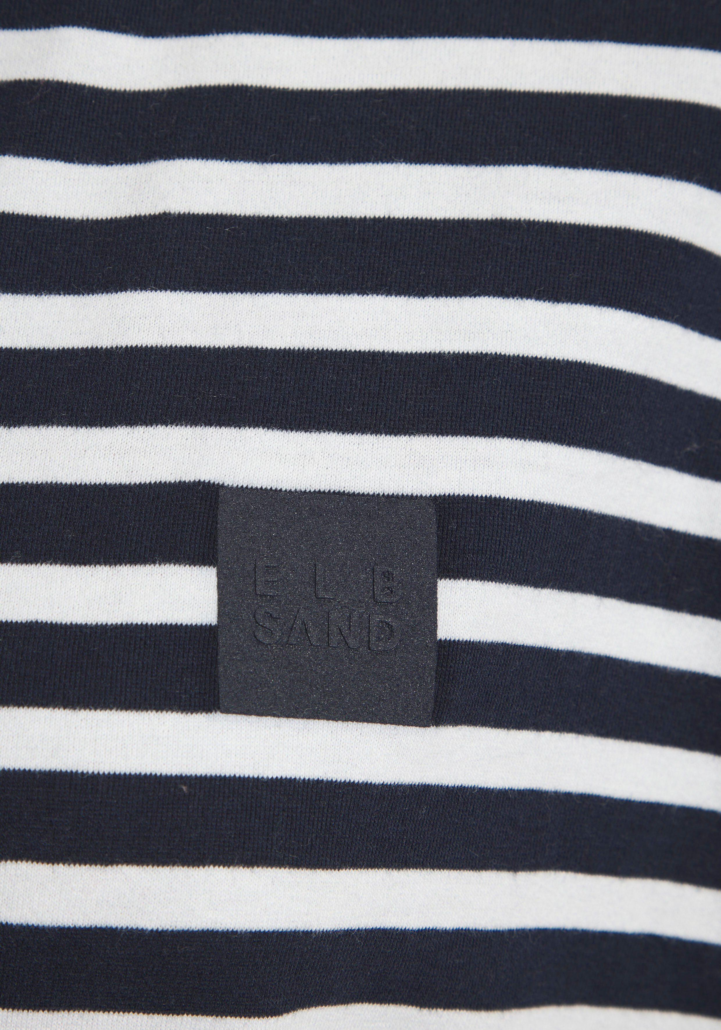 T-Shirt ELBSAND "Kia", Damen, Gr. XL (42), schwarz-weiss (marine, creme gestreift), Jersey, Obermaterial: 50% Baumwolle, 50% Polyester, gestreift, figurumspielend hüftlang, Rundhals, gerader Abschluss, Shirts T-Shirt, mit halblangen Ärmeln uns Streifenopt
