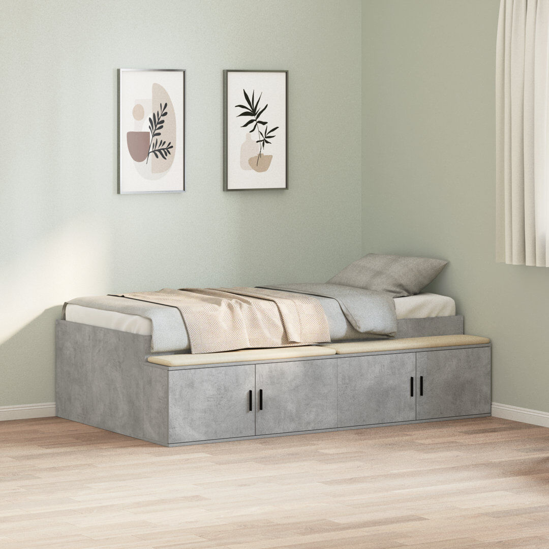 Vidaxl Storage Bed Frame Concrete Grey 100 x 200cm