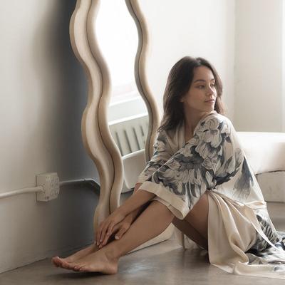 KIM + ONO Washable Silk Kiku Kimono Robe - Short   KIM+ONO - ivory / one size