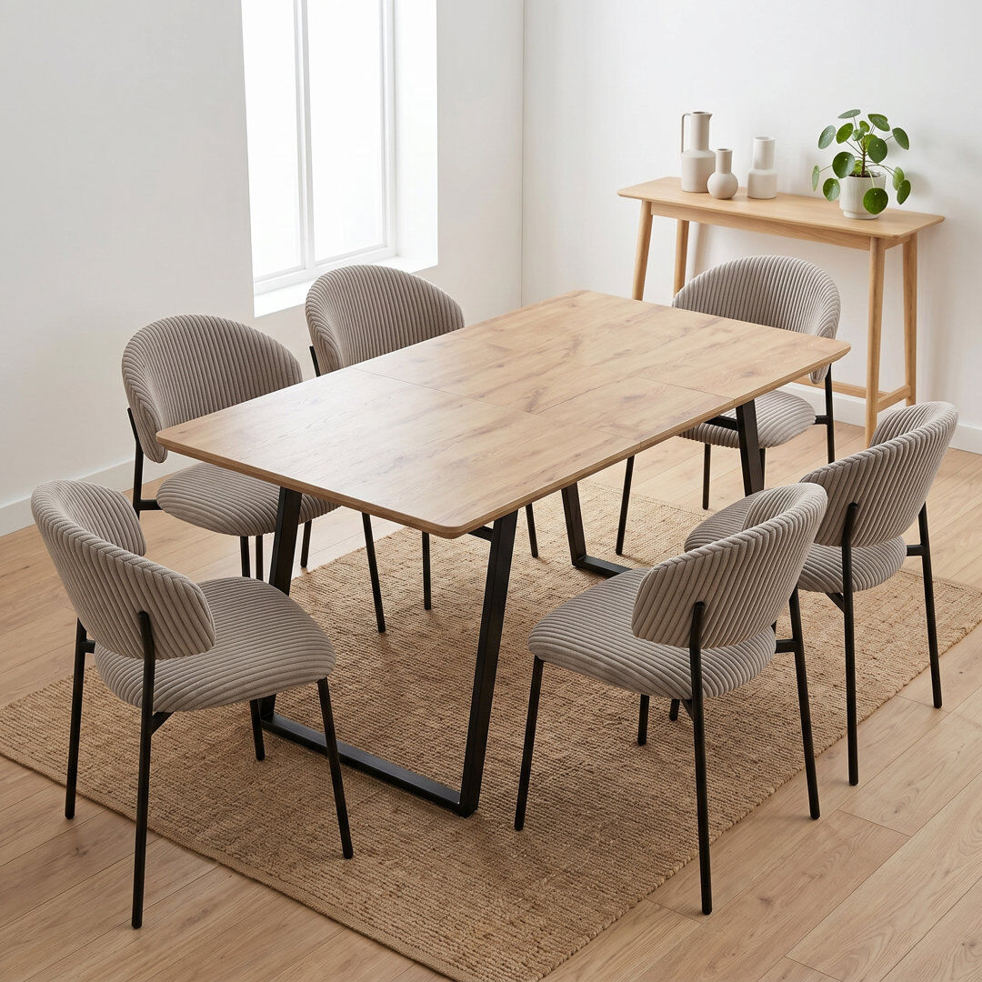 17 Stories Extendable Dining Set oak