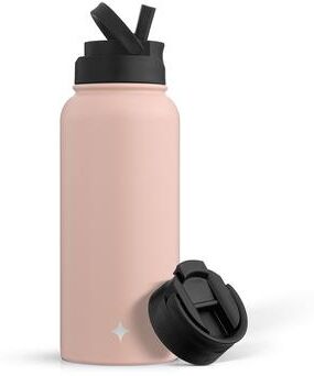 JoyJolt Vacuum Insulated Stainless Steel Water Bottle with Flip Lid & Sport Straw Lid - 32 oz