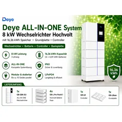 Deye  ALL-IN-ONE  System  8kW  Wechselrichter  Hochvolt  mit  16,36  kWh  Speicher  Grundplatte  Controller