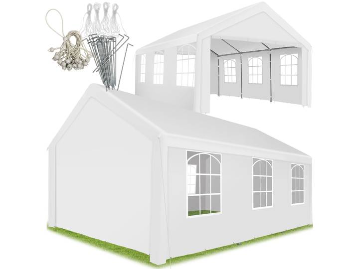 Garten Pavillon 6x4m mit 4 Seitenteilen - weiss