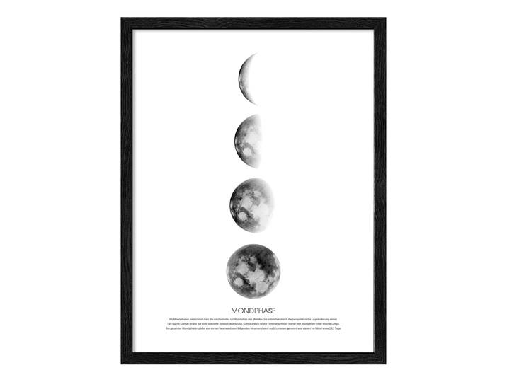 Image en bois Phases de la lune Verre flotté, MDF Blanc/Gris 33 x 43 x 1cm