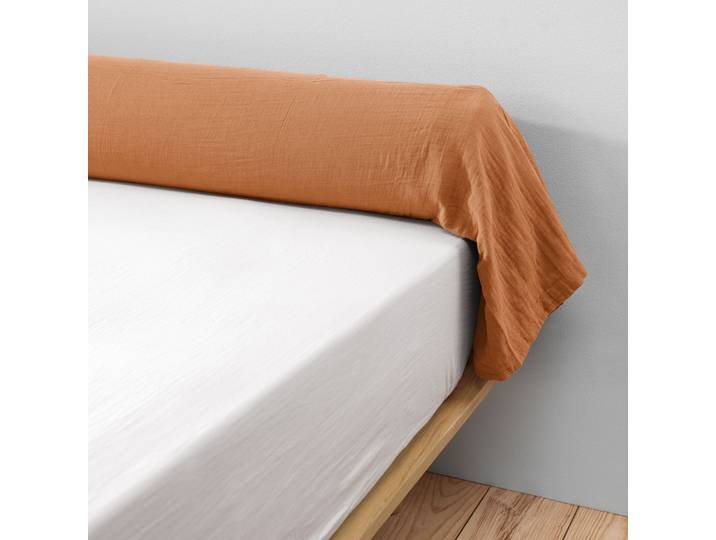 Taie de traversin double gaze de coton orange 43x185 cm