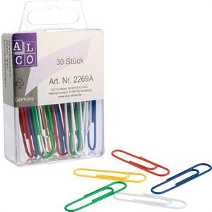 Alco Aktenklammern 2269A, 50mm, farbig sortiert, kunststoffüberzogen, 30 Stück