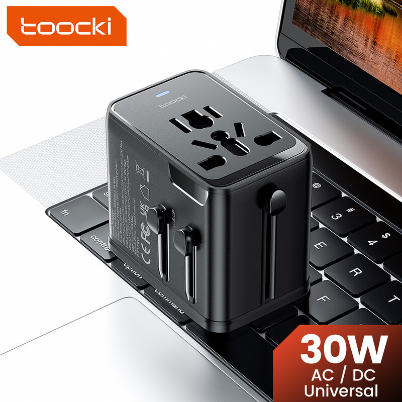 Toocki Universele Reisadapter 30W PD Snellader met 1 USB-A en 2 USB-C poorten voor EU, VK, VS en AUS