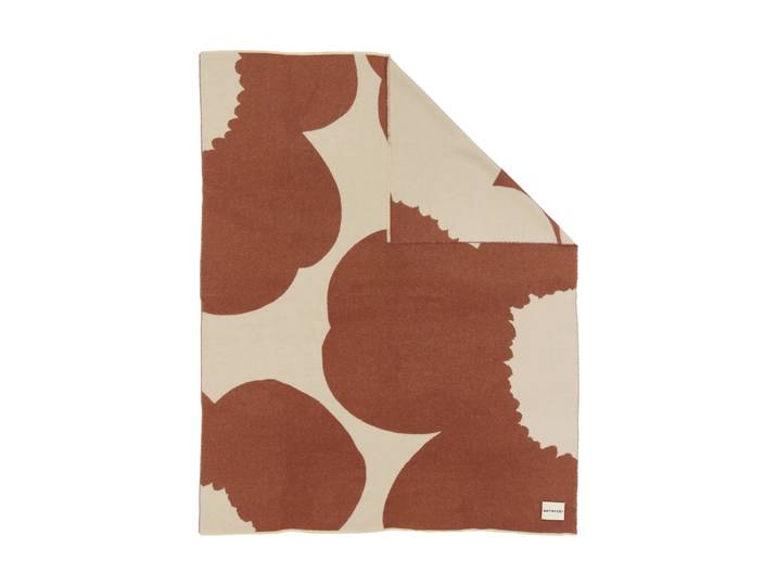 Marimekko Iso Unikko plaid Off white-chestnut, 130x170 cm