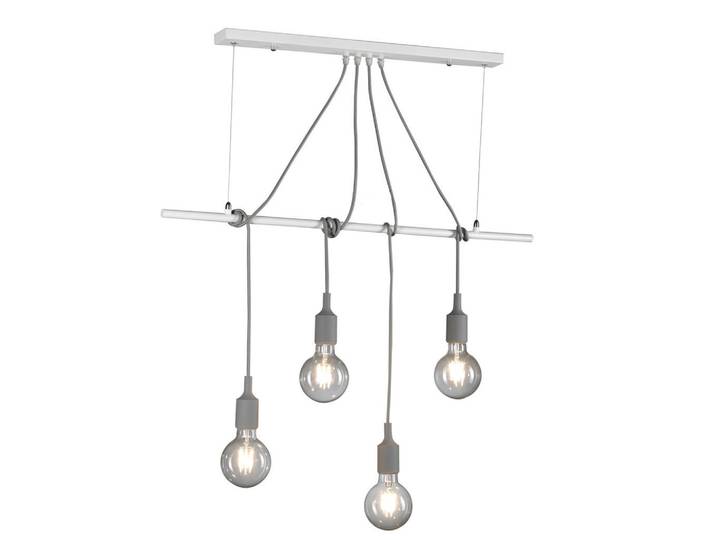 Hängeleuchte Wire, Weiß, Metall, 10x90x80 cm, Eec, beliebig kürzbar, Lampen & Leuchten, Innenbeleuchtung, Hängeleuchten, Pendelleuchten
