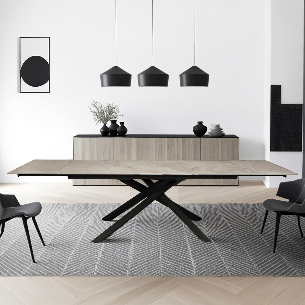 Weber industries Table à manger extensible en pierre grise l280 Gris 281x76x91cm