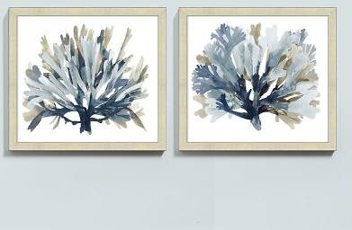 "Seaside Coral Framed Print - Silver - Print II, 20"" x 22"" - Ballard Designs"